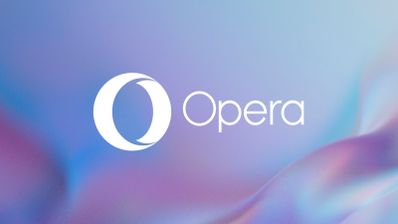 Logotipo oficial del navegador Opera sobre un fondo degradado de colores rojizos y morados, representando la nueva versión 120