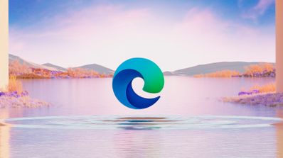 Imagen del navegador Microsoft Edge sobre agua con reflejo