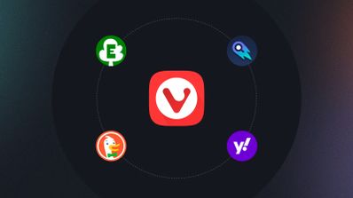 Imagen del logotipo del navegador Vivaldi con buscadores como Ecosia, DuckDuckGo y más