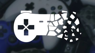 Logotipo del movimiento Imagen principal del movimiento Stop Killing Games con un fondo de mandos de consola