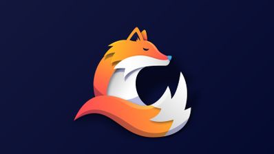 Logo conceptual de zorro con larga cola, icónico emblema de Firefox en todos sus años de existencia.