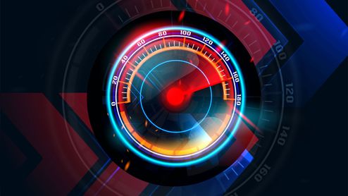 Acelerador típico de un coche simulando la velocidad de Windows.