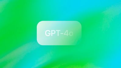 Texto GPT-4o dentro de un recuadro claro sobre un fondo con degradado verde y cian.