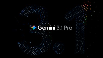 Diseño gráfico con el texto Gemini 3.1 Pro sobre fondo negro con puntos luminosos.