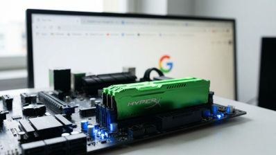 Módulos memoria RAM con pantalla logo Google.
