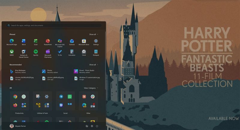 Anuncio Harry Potter Windows 11.