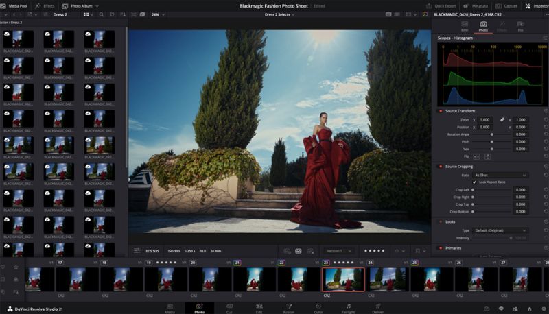 Interfaz de Davinci Resolve.