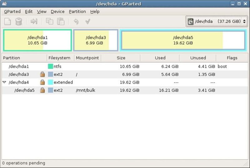 Ventana unidades almacenamiento Linux.