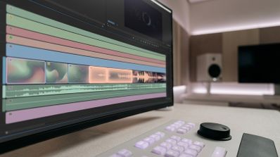 Interfaz de Premiere Pro mostrando la herramienta Medios generativos en la línea de tiempo