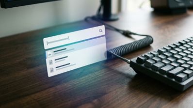 Interfaz minimalista de Flow Launcher mostrando un cuadro de búsqueda limpio