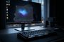 Escritorio con monitor mostrando la interfaz de Gemini en Windows y teclado mecánico con la tecla Alt y la barra espaciadora iluminadas.