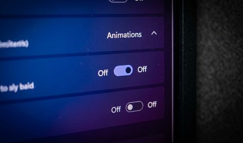 Menú de efectos visuales en la configuración de accesibilidad de Windows 11