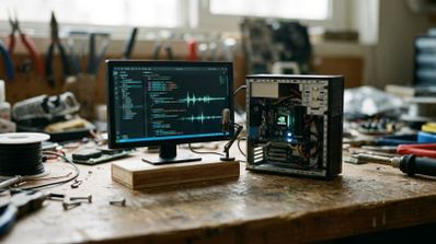 Interfaz de VS Code con el icono de micrófono activado para dictado por voz en el panel de chat.