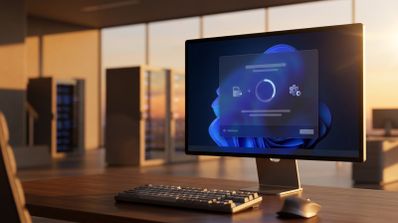 Pantalla de inicio de Windows 11 26H2 con el menú de configuración abierto