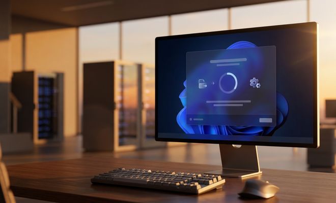 Pantalla de inicio de Windows 11 26H2 con el menú de configuración abierto