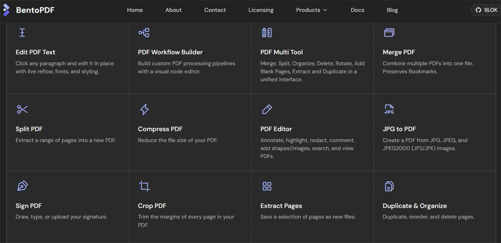 Funciones de BentoPDF.