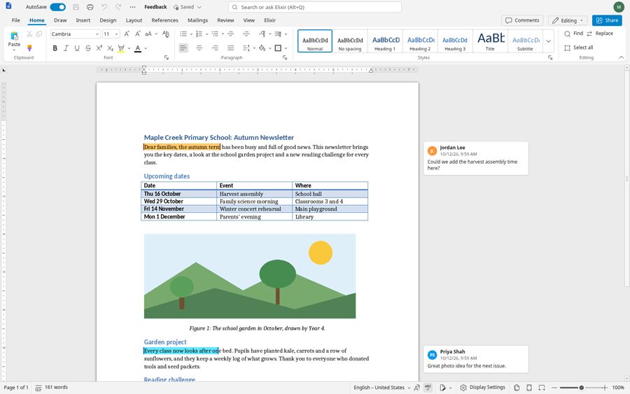 Interfaz del editor de textos de ElixirOffice.