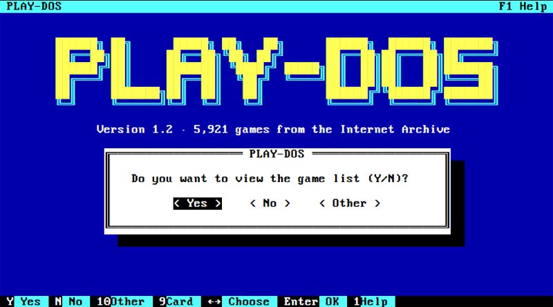 Interfaz inicial de la web Play DOS.