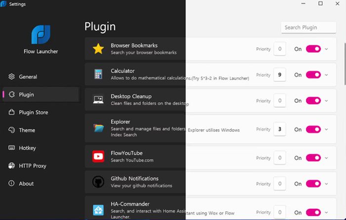 Ventana Plugins FLow Launcher.