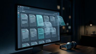 Interfaz de navegador Microsoft Edge en una pantalla de ordenador mostrando una cuadrícula de documentos PDF que se reorganizan visualmente.