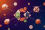 Composición artística con figuras geométricas tridimensionales que representan los logotipos de Ubuntu, Ubuntu MATE y la letra K de Kubuntu sobre un fondo degradado.