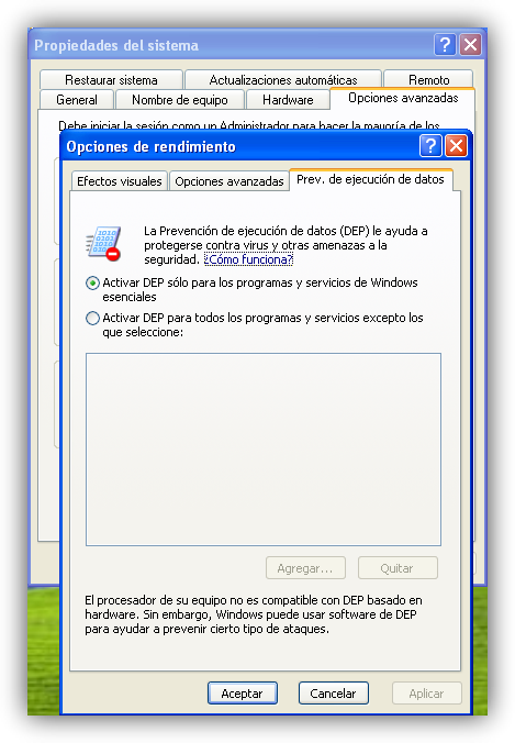 Windows XP configurar DEP foto 1