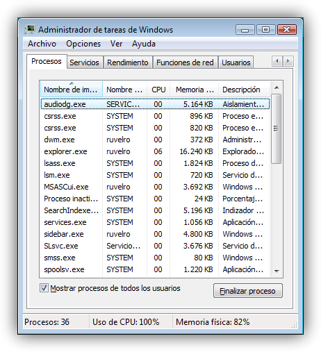 Cómo usar el administrador de tareas de Windows Vista