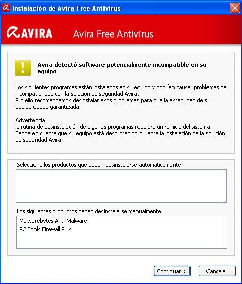 Avira Software incompatible