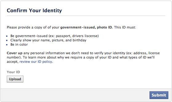 facebook solicita carnet de identificacion