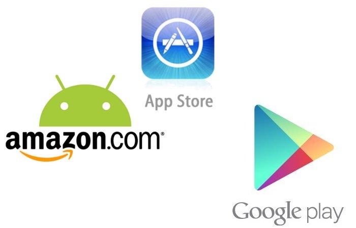 Google Play, Amazon y App Store
