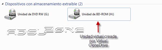 unidad virtual creada por virtual cloneDrive