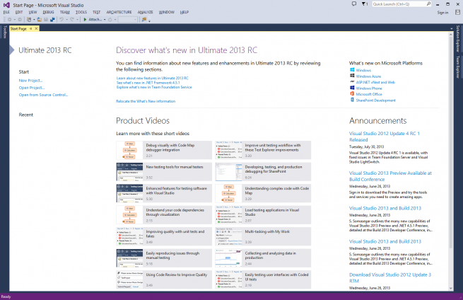 Visual Studio 2013 de Microsoft