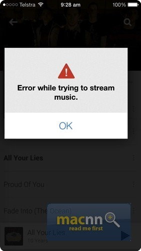 Error de Google Play Music