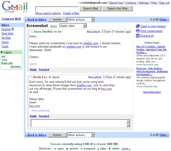 Gmail en 2004