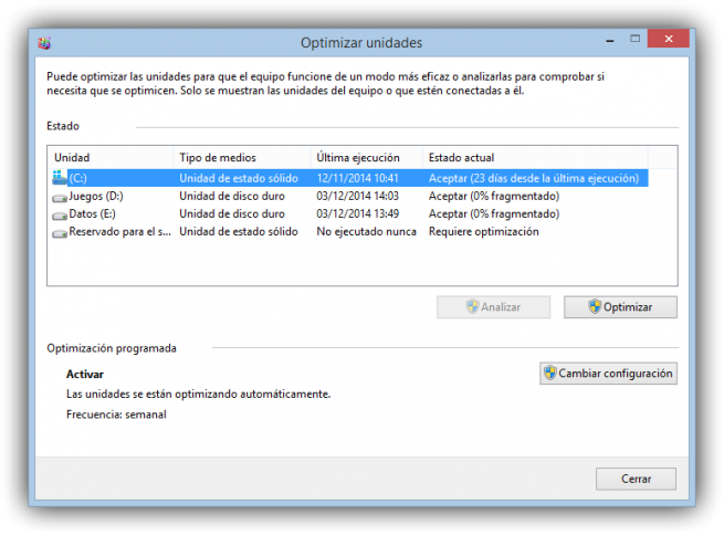 Desfragmentar ssd Windows 8