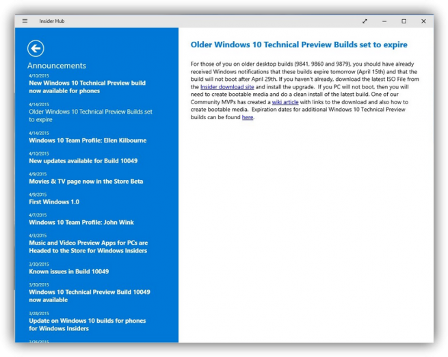 Windows 10 fin technical preview foto 1