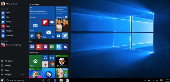 Windows 10, el escritorio y Cortana