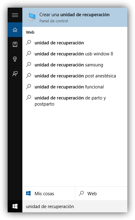Búsqueda de la aplicación en Cortana