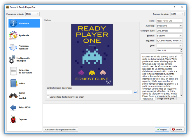 Calibre - Convertir un libro electronico a otro formato
