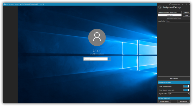 Aplicación para cambiar el fondo de la pantalla de inicio de sesión de Windows 10