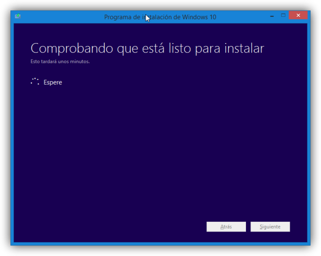 Comprobando el sistema para instalar Windows 10