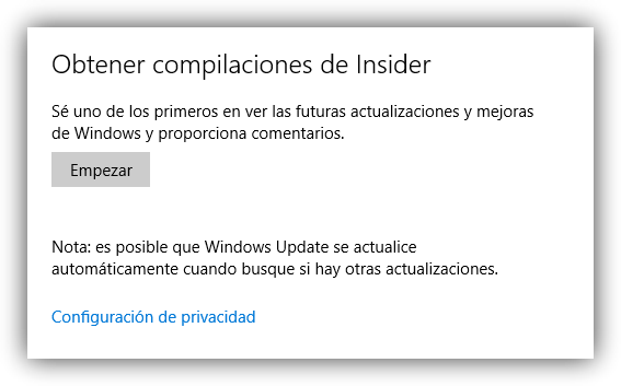 Apuntarse a Windows Insider