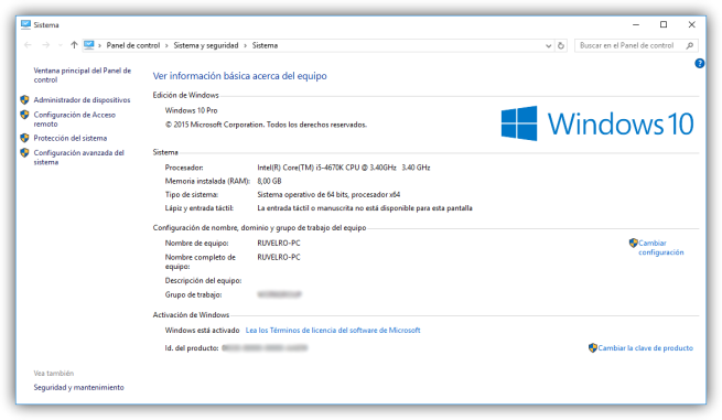 Propiedades de Windows 10