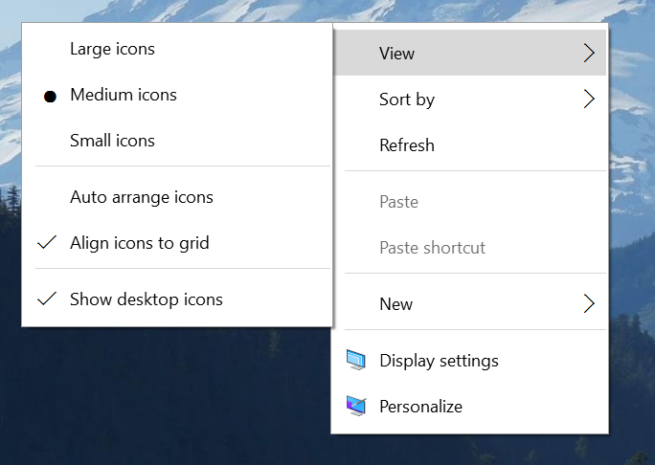 menú contextual renovado en Windows 10
