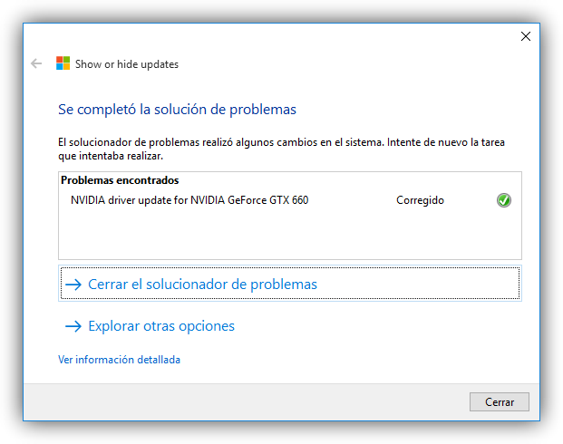 Actualización del controlador de Nvidia bloqueada