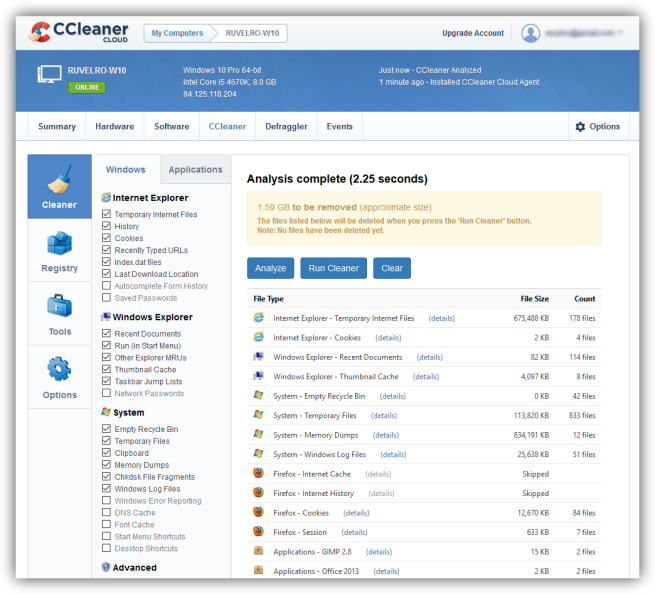 CCleaner Cloud - limpieza PC