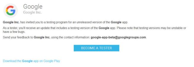 App beta de Google 