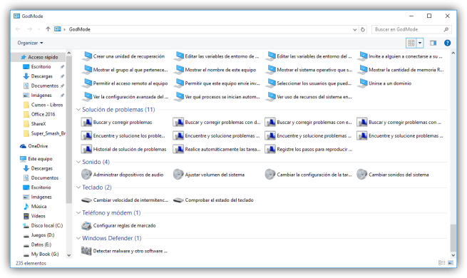 Modo DIos de Windows 10 - Opciones 2