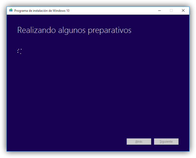 Windows 10 Media Creator - Ajustes iniciales