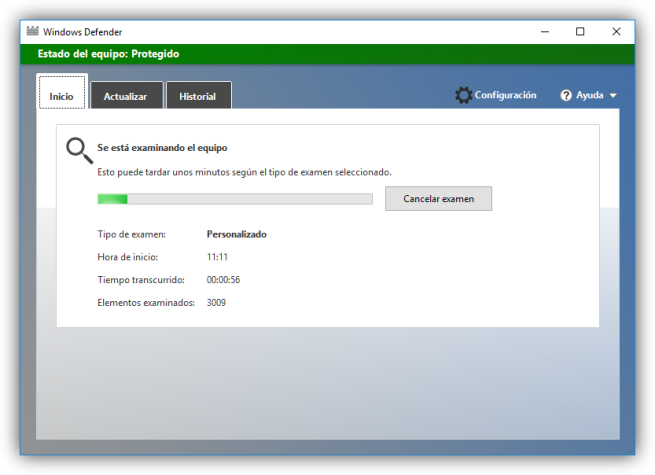 Windows Defender en Windows 10 November 2015